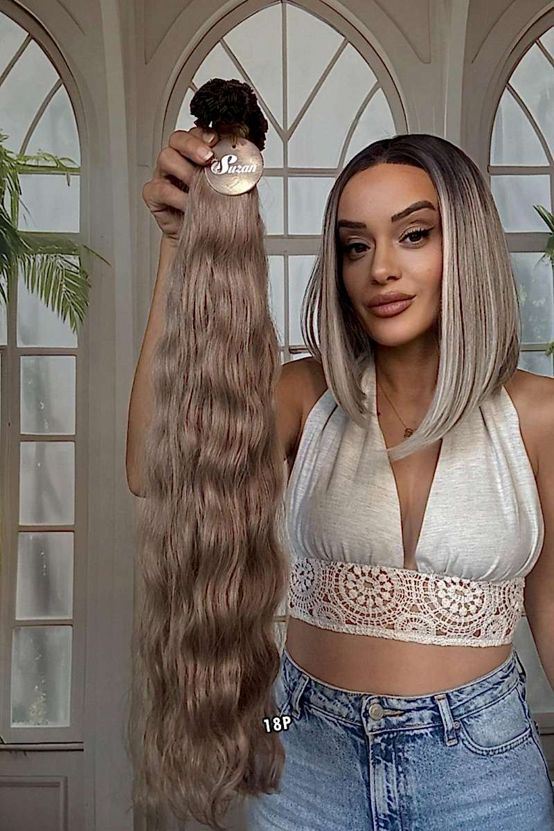 250 adet Yıka çık doğal dalgalı Mikro Kaynak  60-65cm