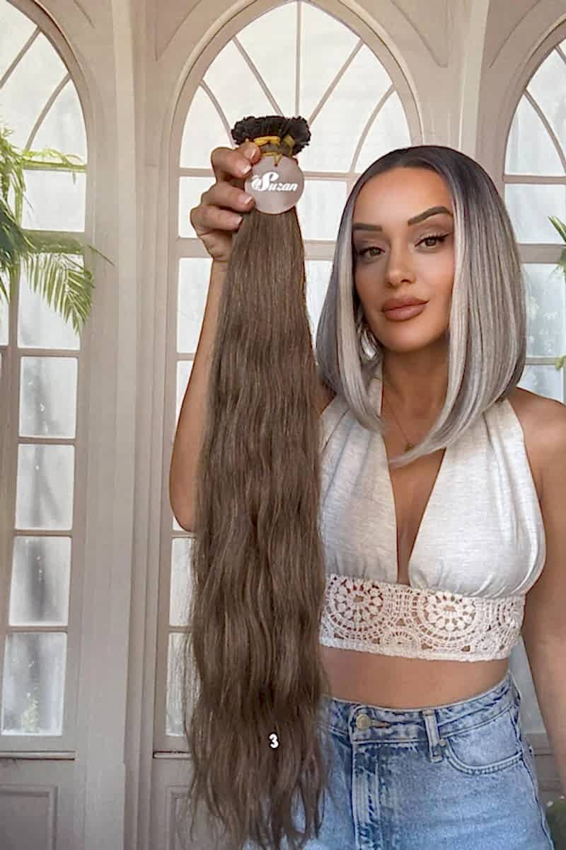 250 adet Yıka çık doğal dalgalı Mikro Kaynak  60-65cm