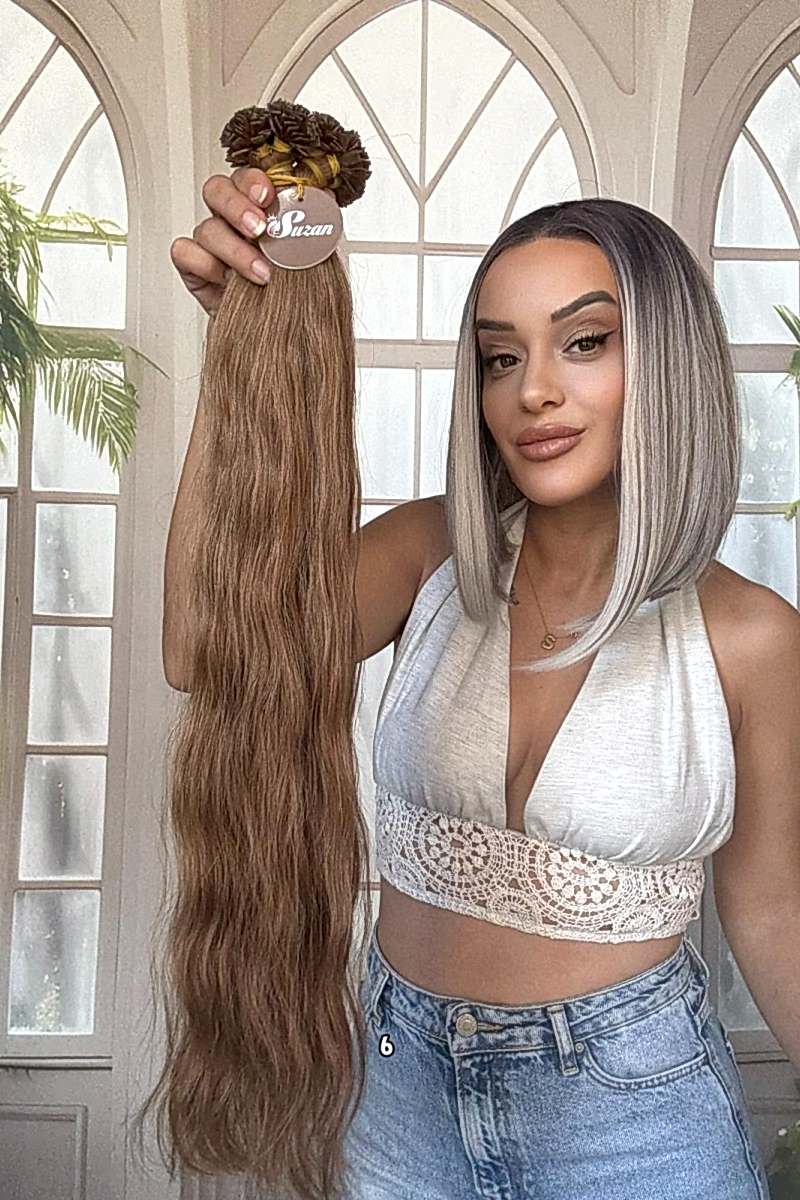 250 adet Yıka çık doğal dalgalı Mikro Kaynak  60-65cm