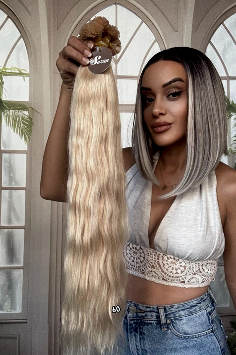 250 adet Yıka çık doğal dalgalı Mikro Kaynak  60-65cm