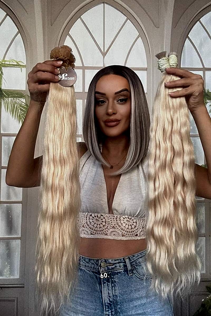 250 adet Yıka çık doğal dalgalı Mikro Kaynak  60-65cm