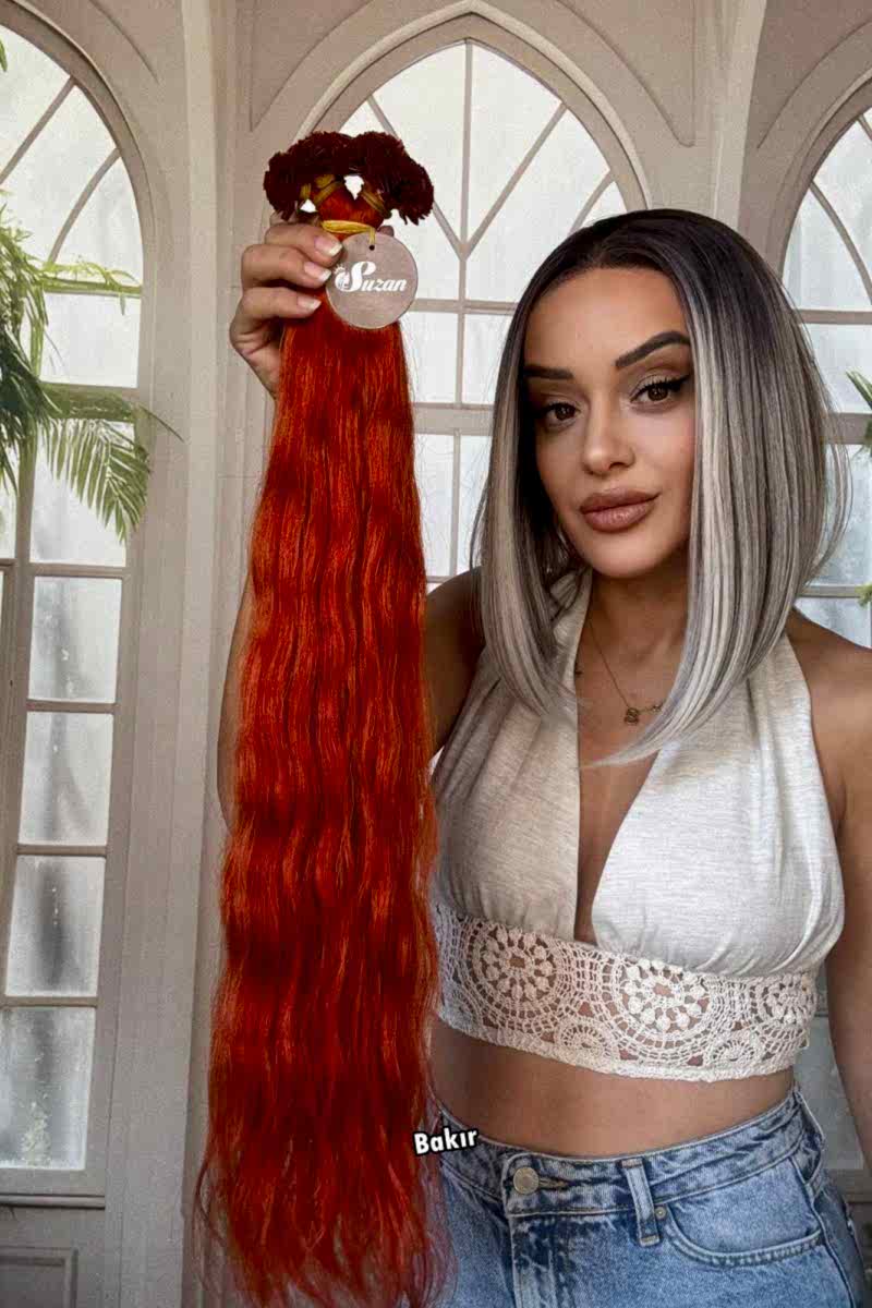 250 adet Yıka çık doğal dalgalı Mikro Kaynak  60-65cm