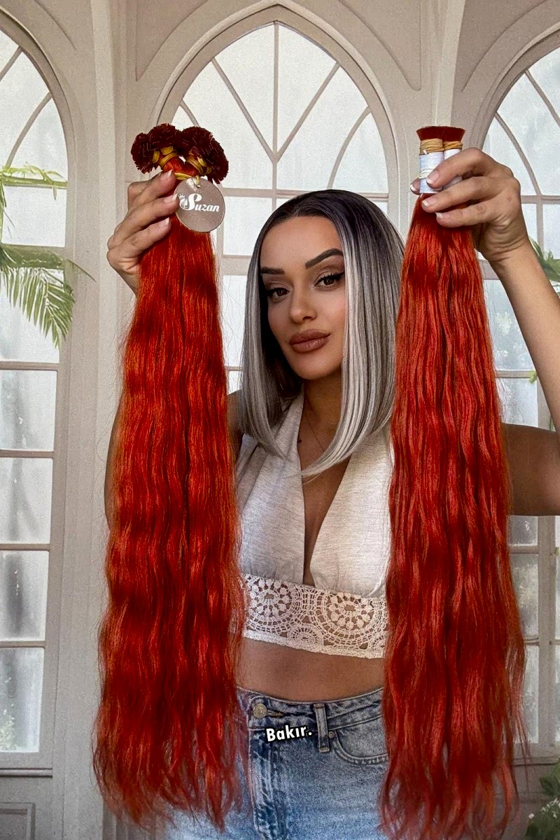 250 adet Yıka çık doğal dalgalı Mikro Kaynak  60-65cm