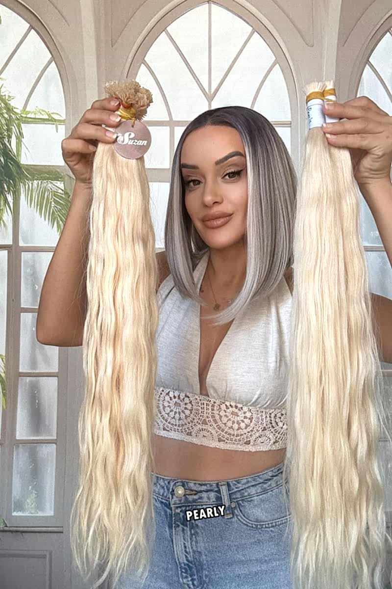 250 adet Yıka çık doğal dalgalı Mikro Kaynak  60-65cm