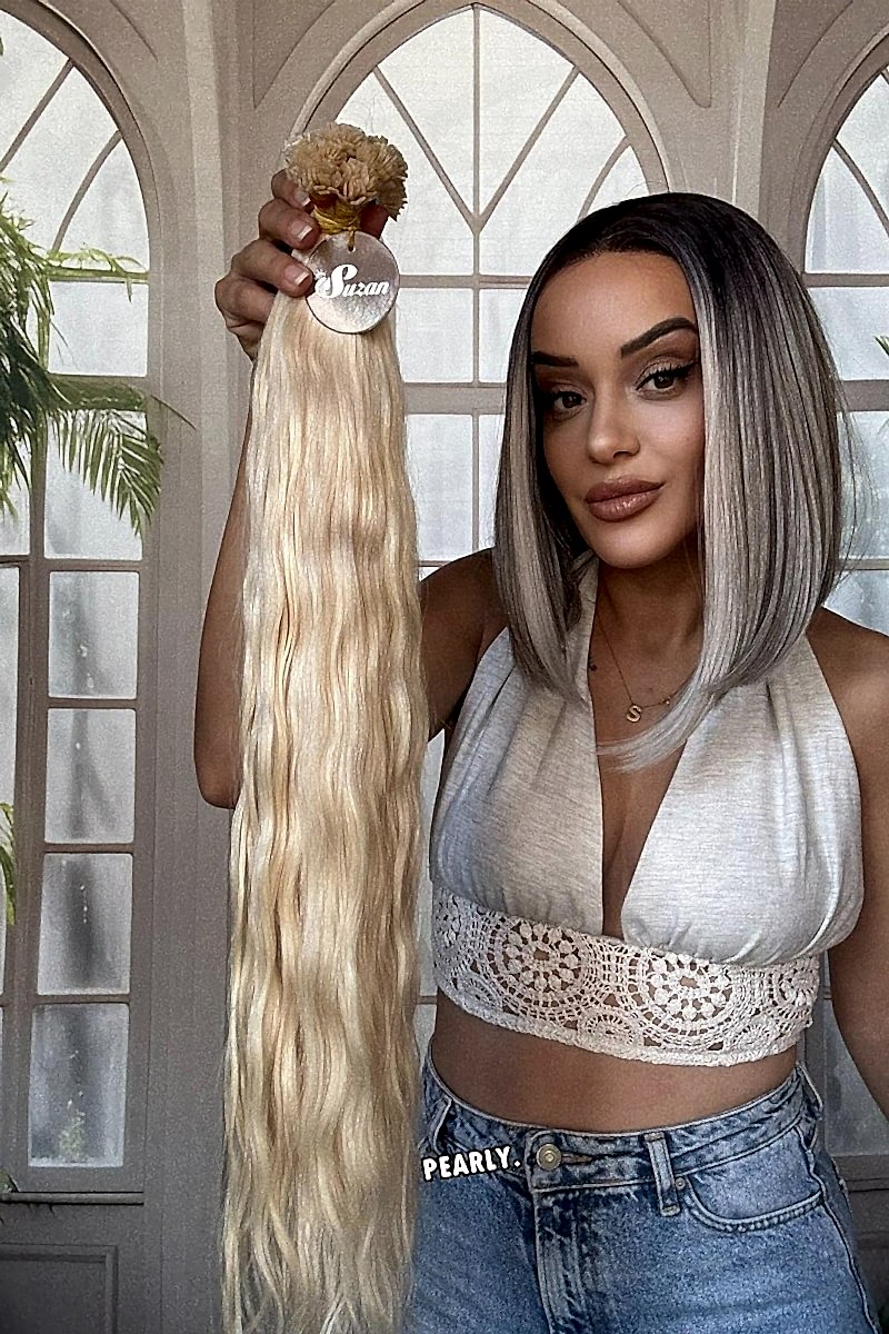 250 adet Yıka çık doğal dalgalı Mikro Kaynak  60-65cm