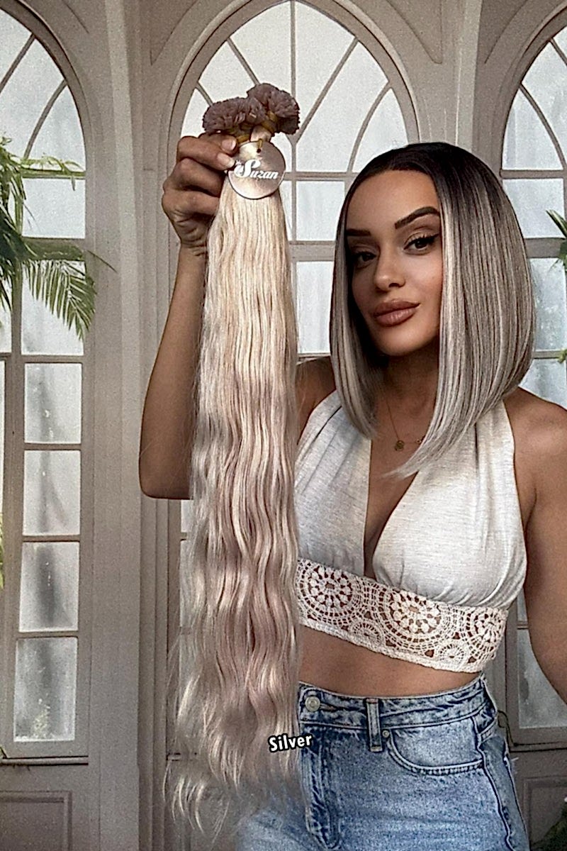 250 adet Yıka çık doğal dalgalı Mikro Kaynak  60-65cm