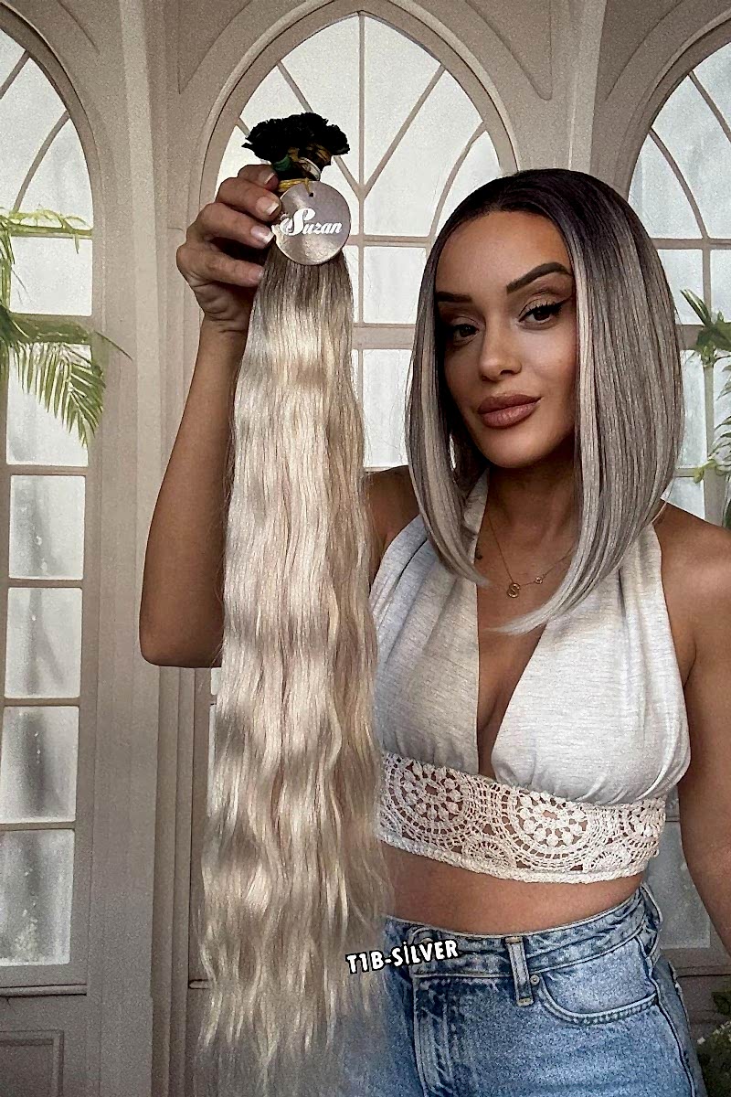 250 adet Yıka çık doğal dalgalı Mikro Kaynak  60-65cm