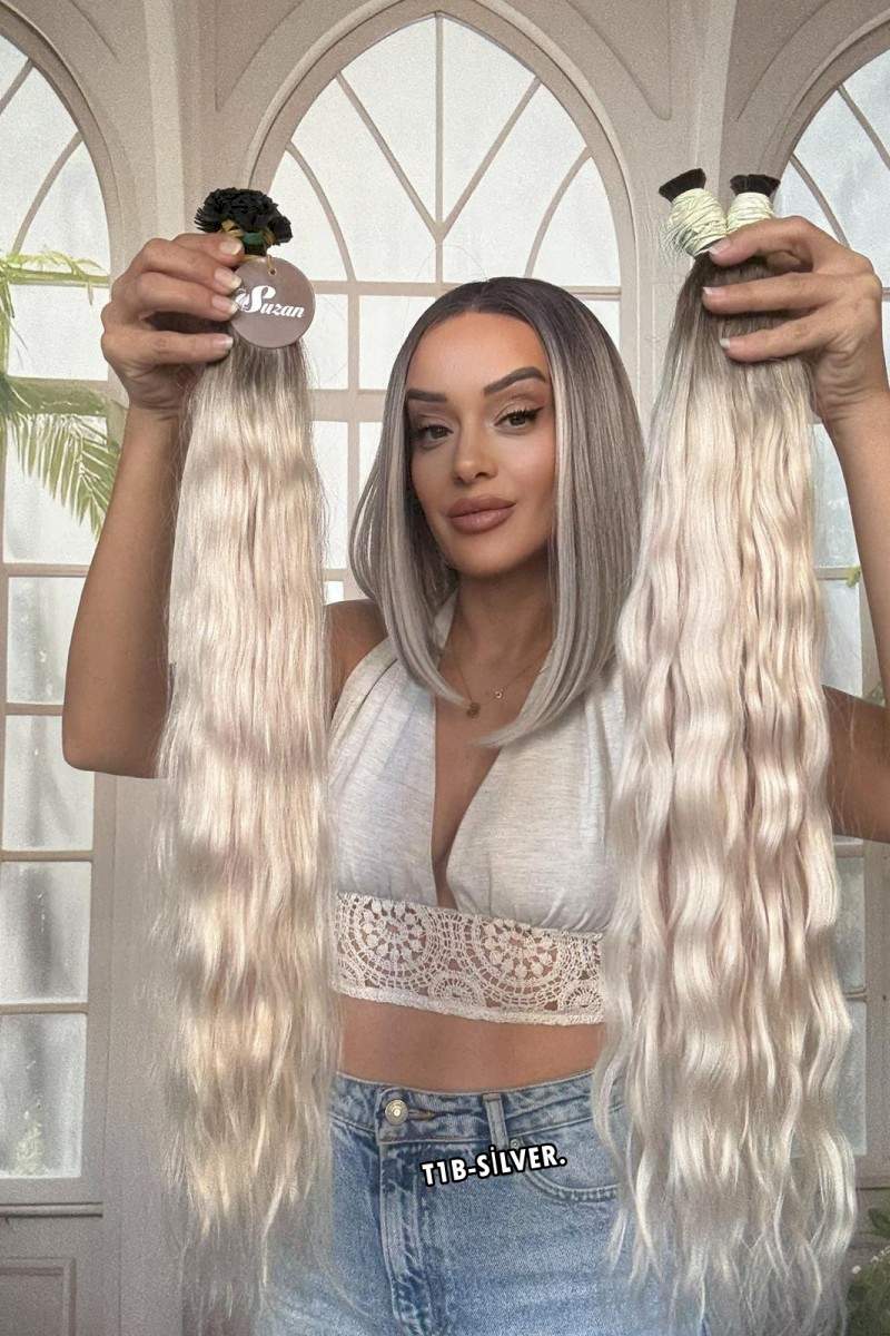 250 adet Yıka çık doğal dalgalı Mikro Kaynak  60-65cm