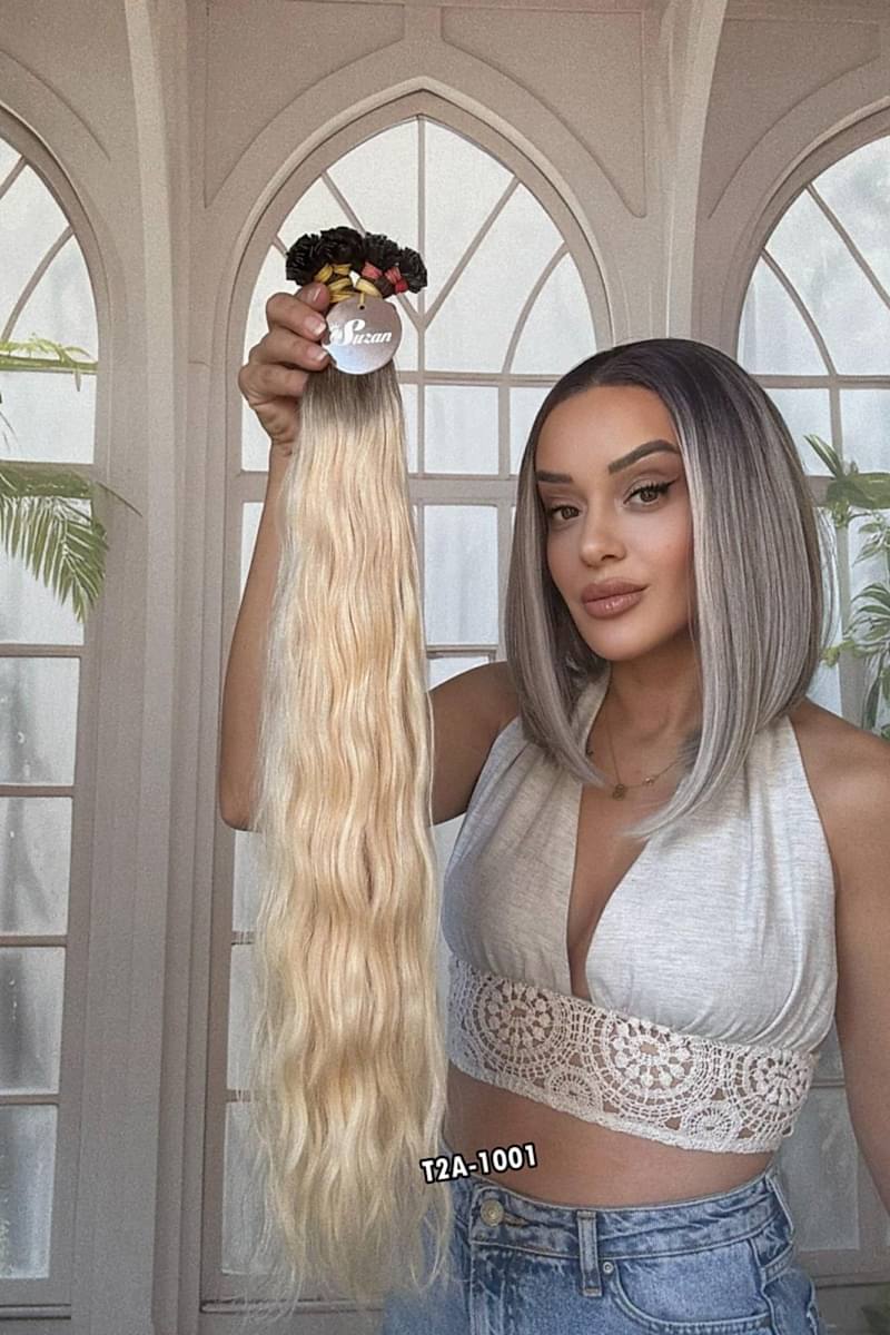 250 adet Yıka çık doğal dalgalı Mikro Kaynak  60-65cm