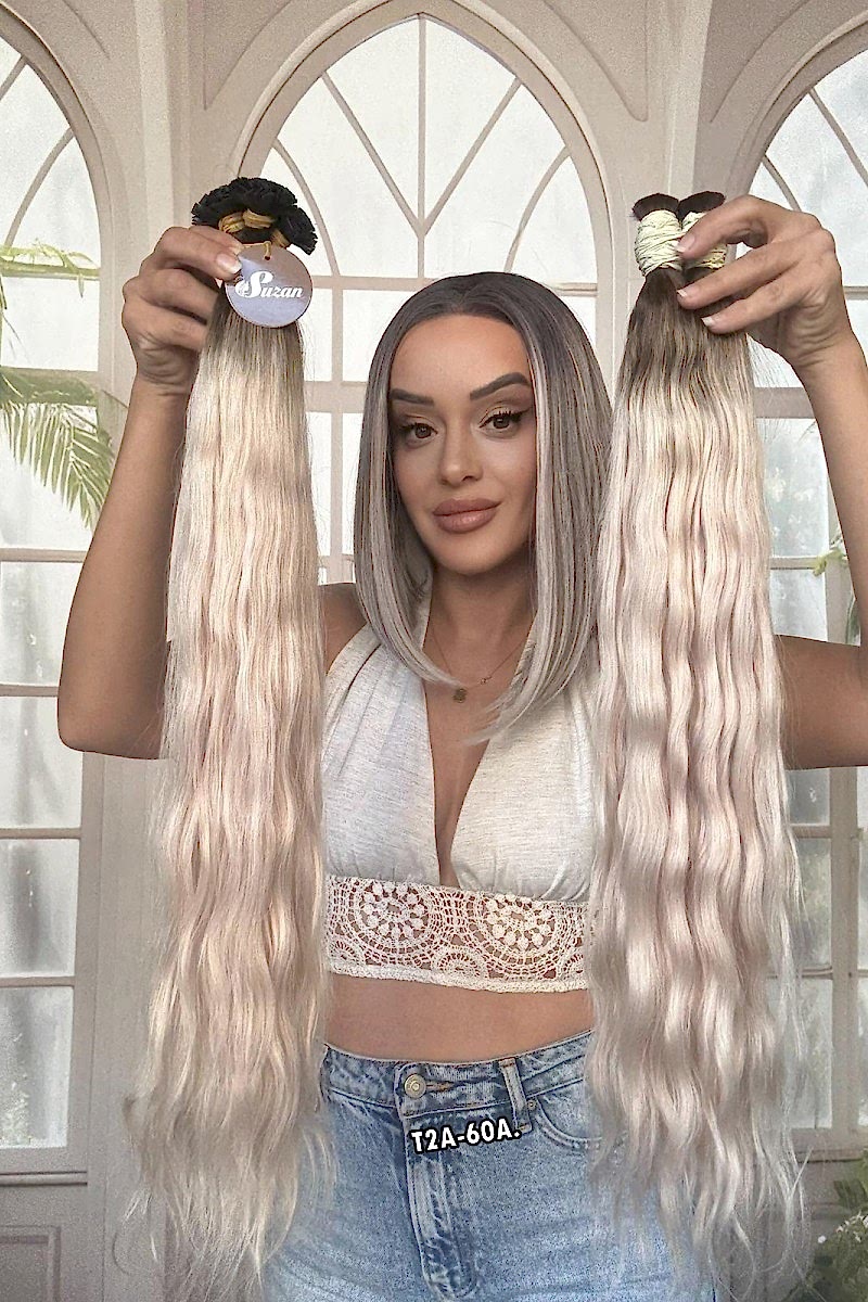 250 adet Yıka çık doğal dalgalı Mikro Kaynak  60-65cm