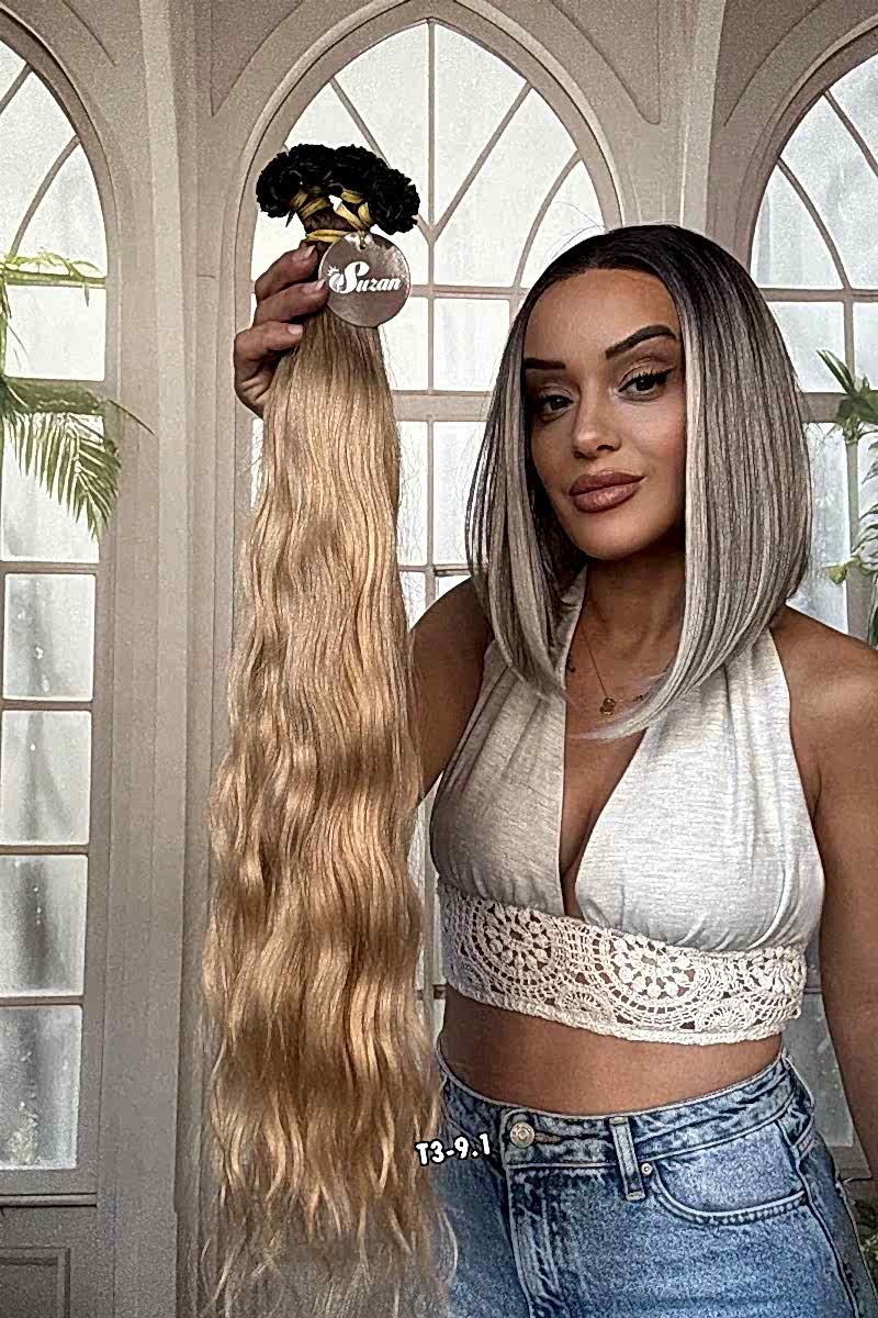 250 adet Yıka çık doğal dalgalı Mikro Kaynak  60-65cm