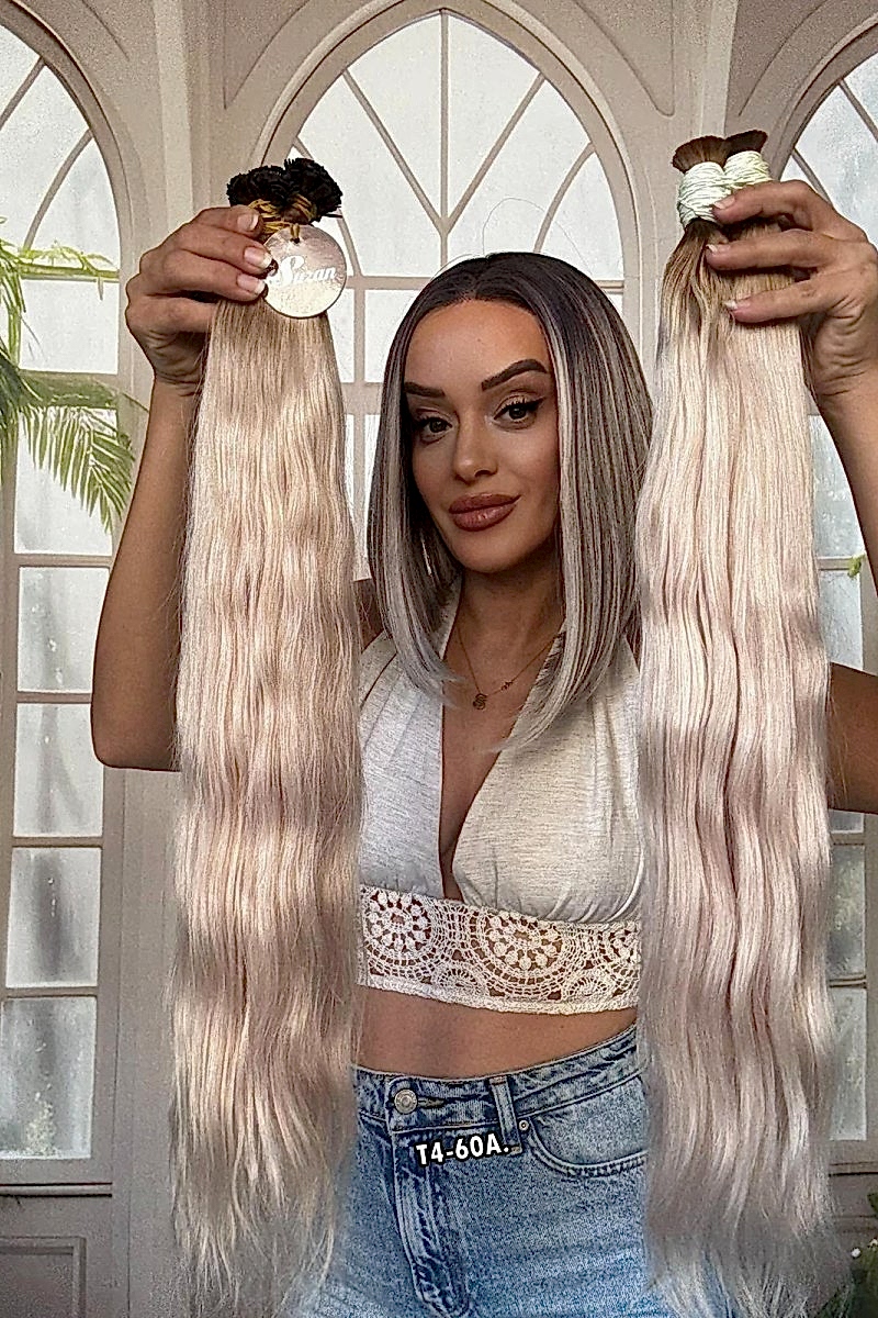 250 adet Yıka çık doğal dalgalı Mikro Kaynak  60-65cm