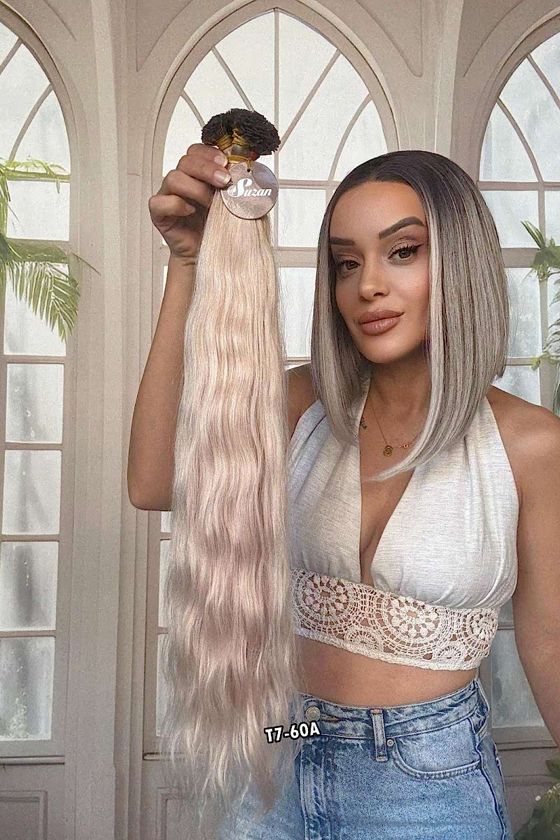 250 adet Yıka çık doğal dalgalı Mikro Kaynak  60-65cm