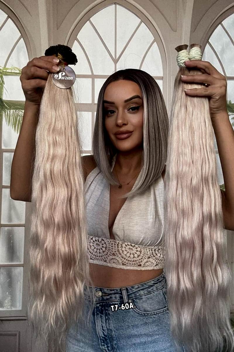 250 adet Yıka çık doğal dalgalı Mikro Kaynak  60-65cm