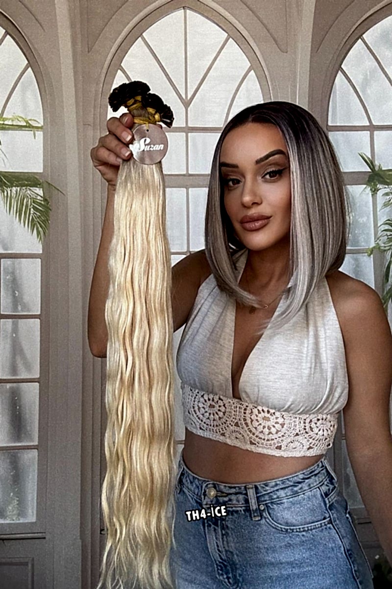 250 adet Yıka çık doğal dalgalı Mikro Kaynak  60-65cm