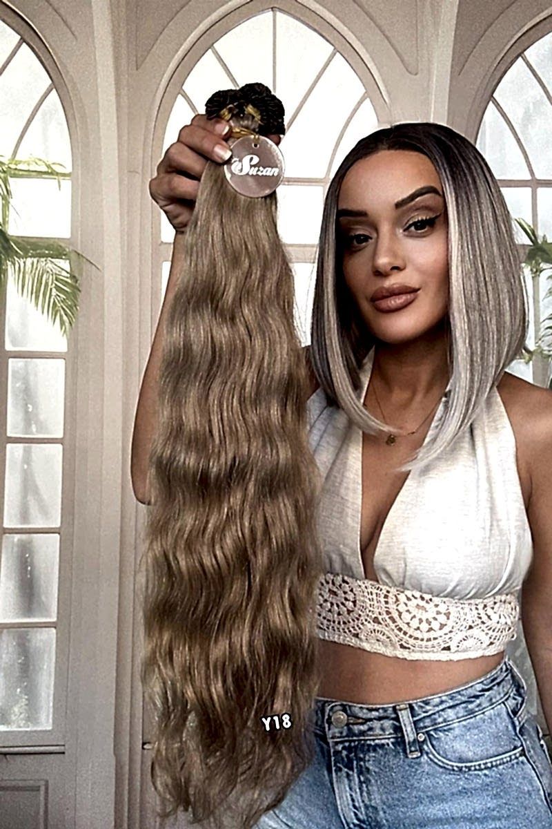 250 adet Yıka çık doğal dalgalı Mikro Kaynak  60-65cm