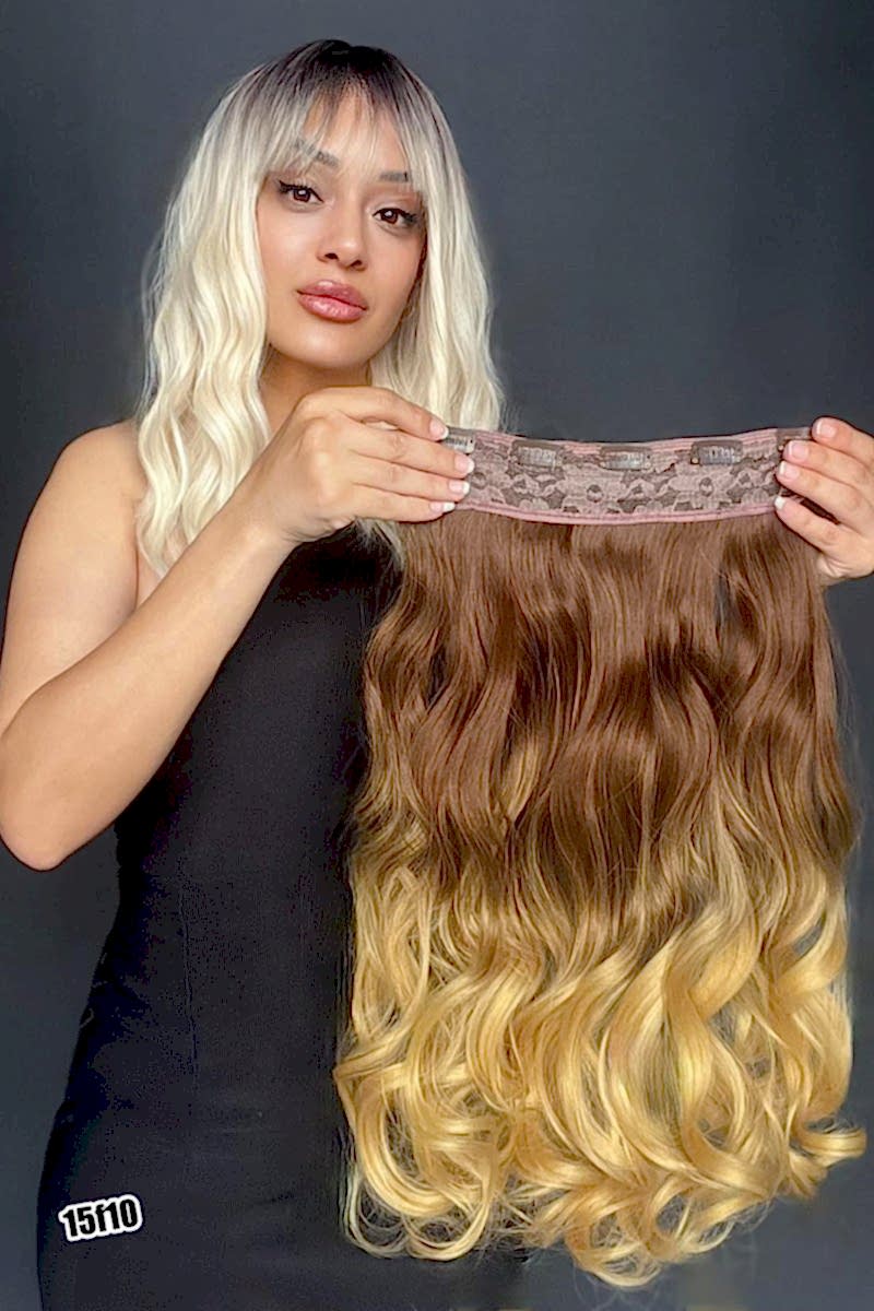 Dalgalı Geniş Parça Yarımay Çıtçıt Saç Koyu Ombreli