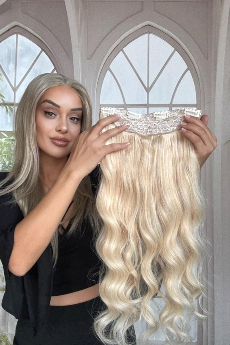 Yarımay+2 yan %100 gerçek çıtçıt saç