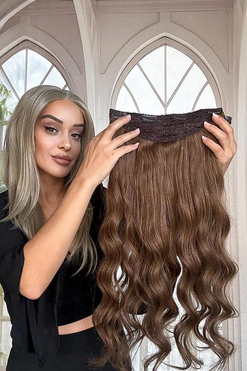 Yarımay+2 yan %100 gerçek çıtçıt saç