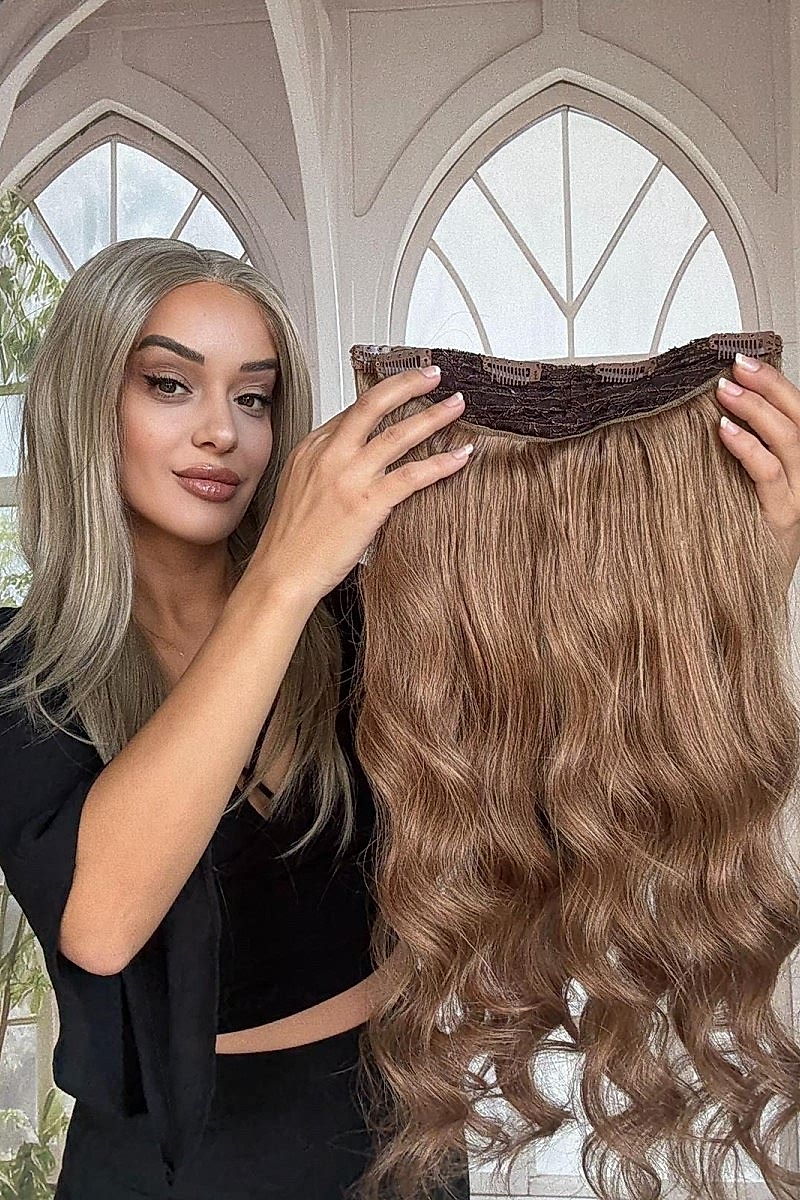 Yarımay+2 yan %100 gerçek çıtçıt saç