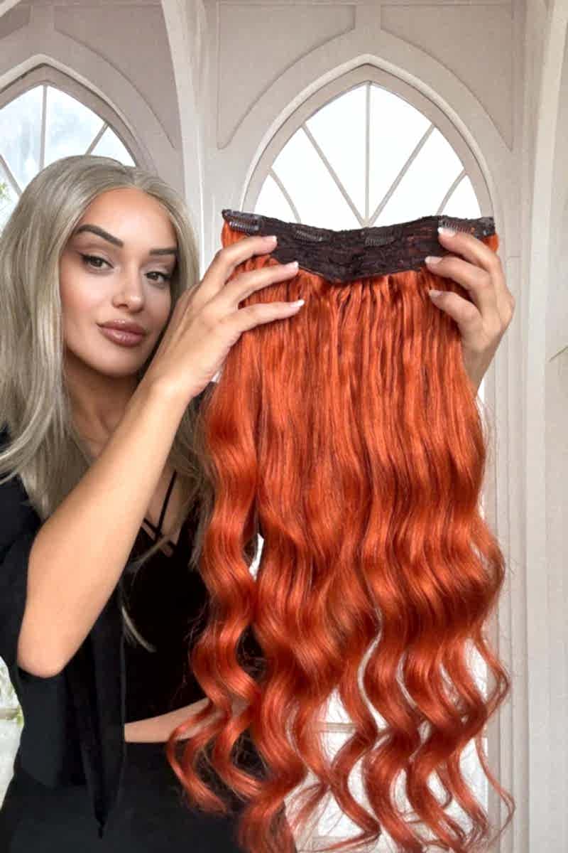 Yarımay+2 yan %100 gerçek çıtçıt saç