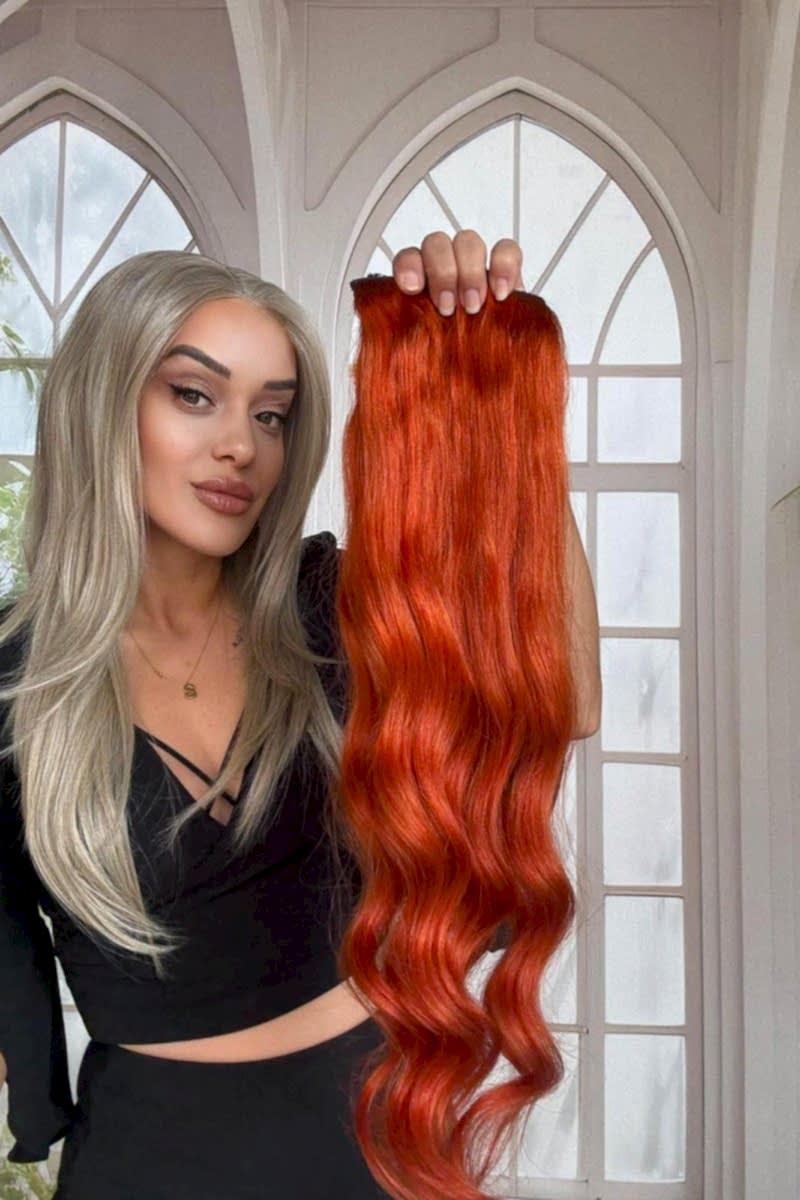 Yarımay+2 yan %100 gerçek çıtçıt saç