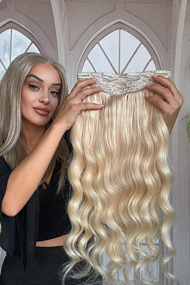 Yarımay+2 yan %100 gerçek çıtçıt saç