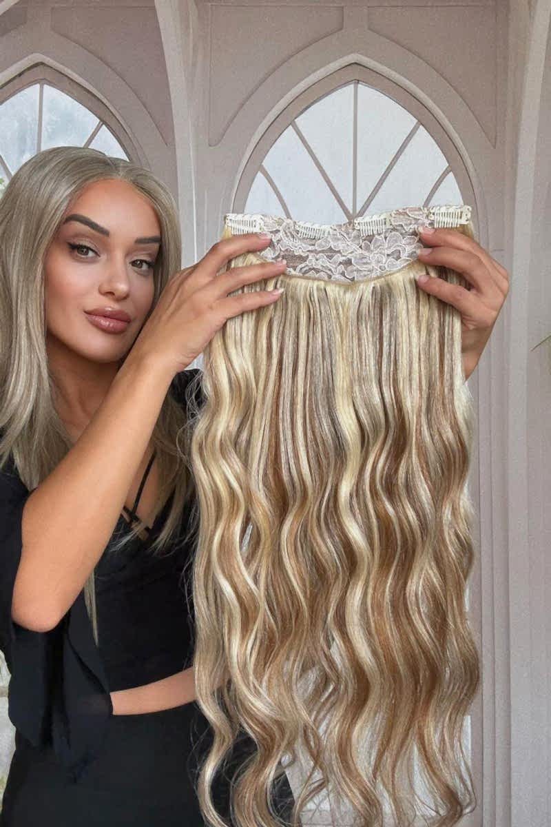 Yarımay+2 yan %100 gerçek çıtçıt saç