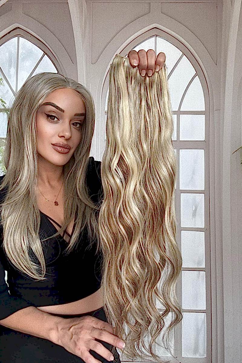 Yarımay+2 yan %100 gerçek çıtçıt saç