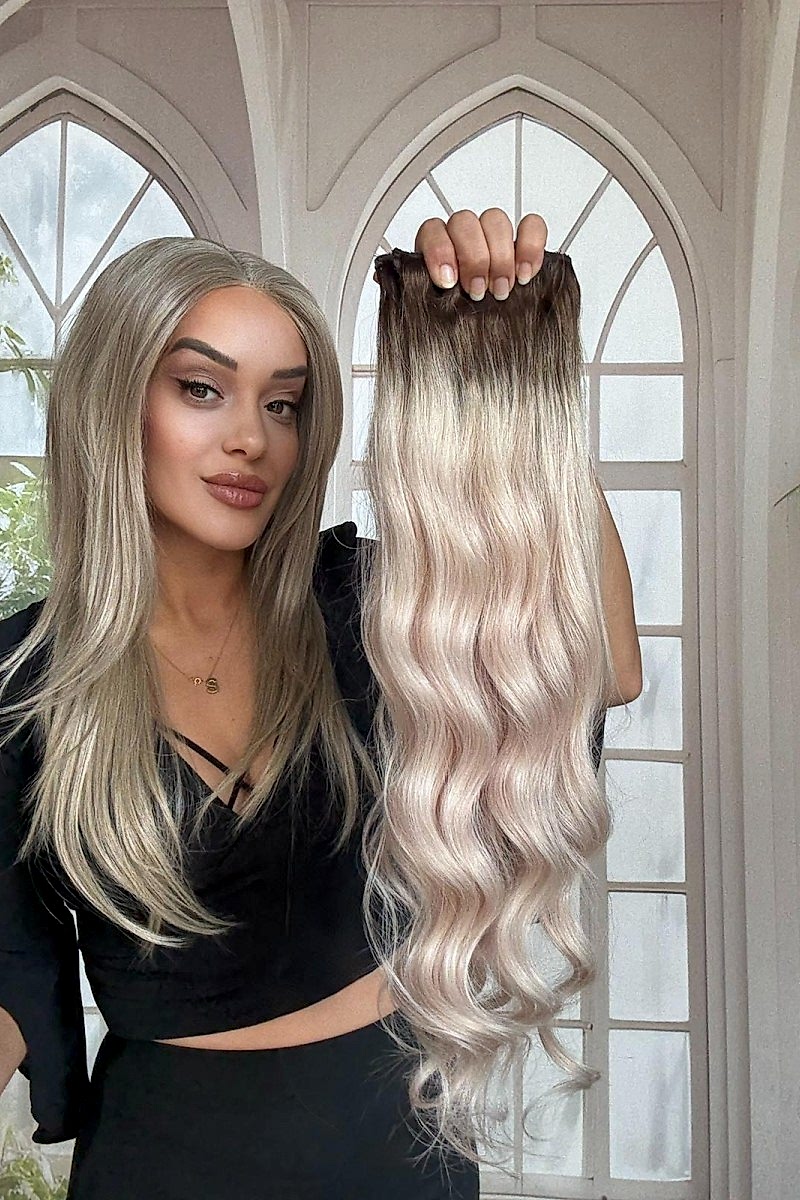 Yarımay+2 yan %100 gerçek çıtçıt saç