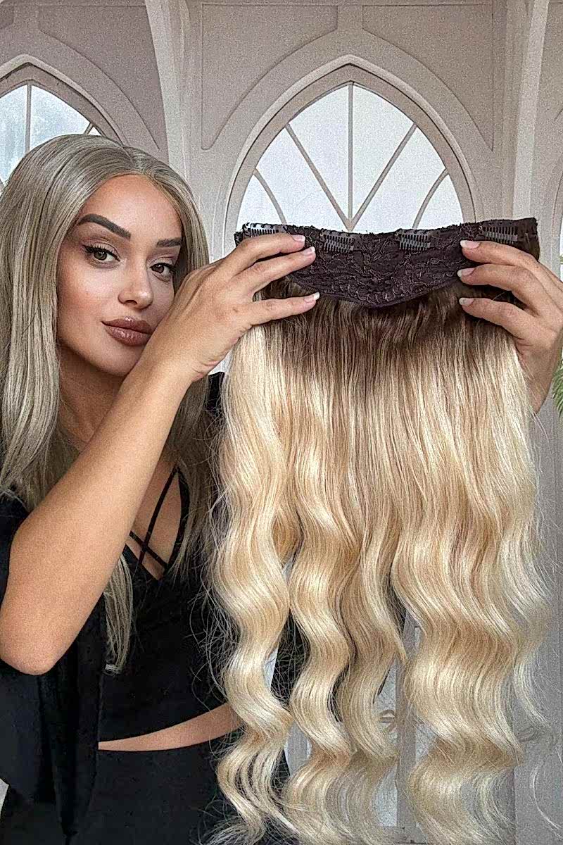 Yarımay+2 yan %100 gerçek çıtçıt saç