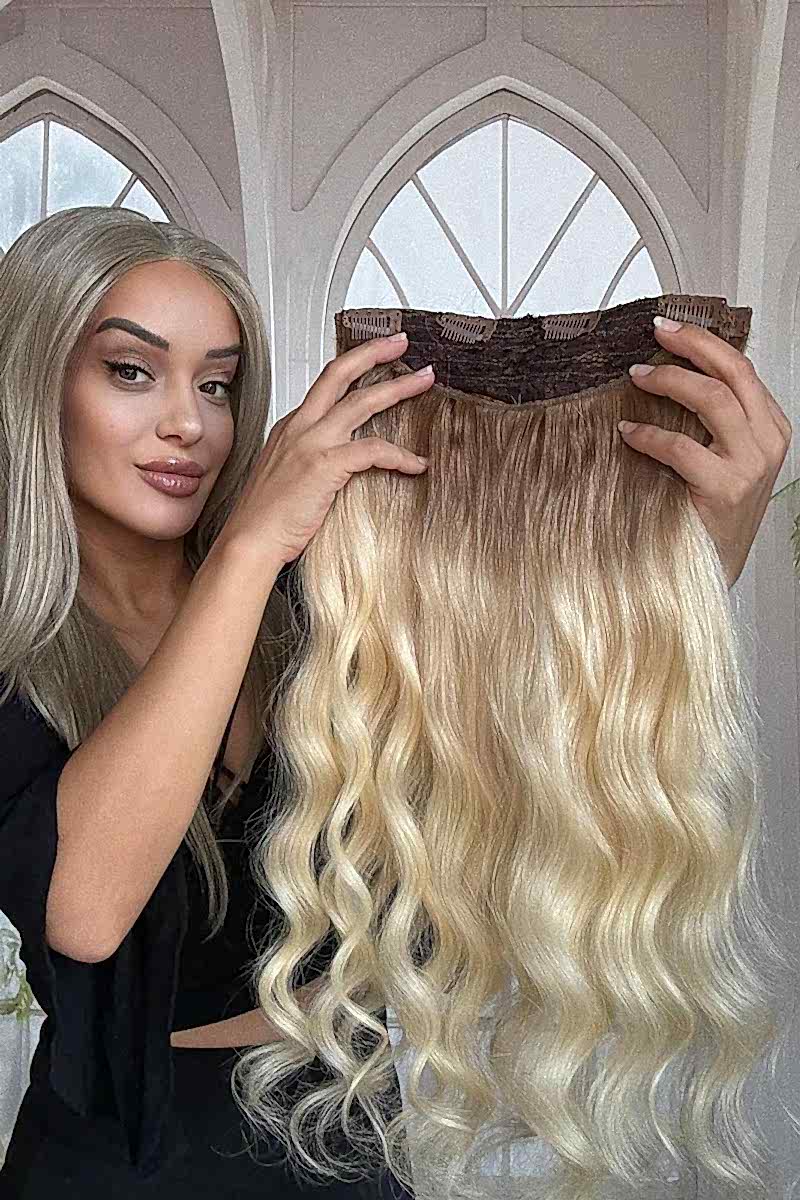 Yarımay+2 yan %100 gerçek çıtçıt saç