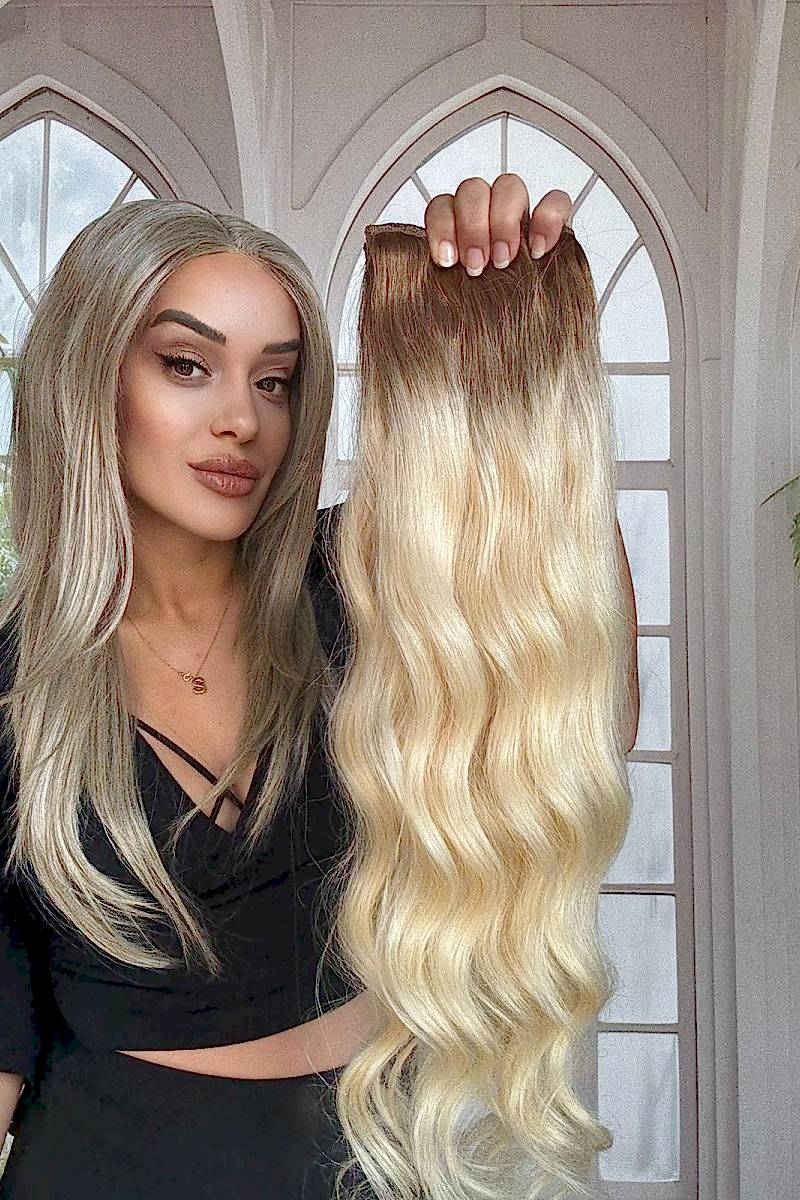 Yarımay+2 yan %100 gerçek çıtçıt saç