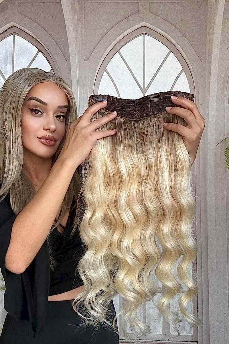 Yarımay+2 yan %100 gerçek çıtçıt saç