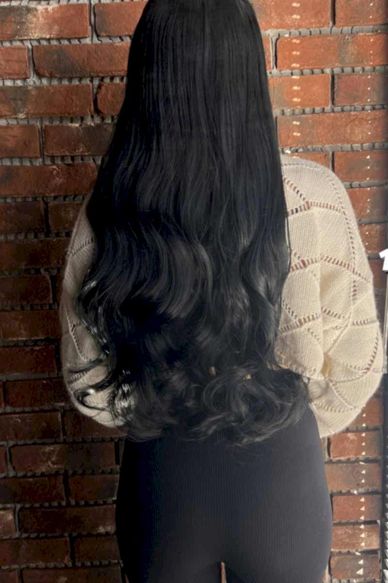 Fiber Sentetik Dalgalı Yarım Ay + 2 Yan Çıt Çıt -Siyah çıtçıt seti