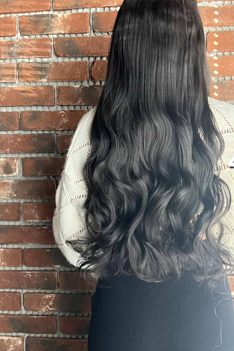 Fiber Sentetik Dalgalı Yarım Ay + 2 Yan Çıt Çıt -Kestane Rengi