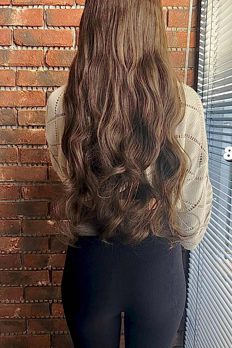 Fiber Sentetik Dalgalı Yarım Ay + 2 Yan Çıt Çıt -Açık kahve