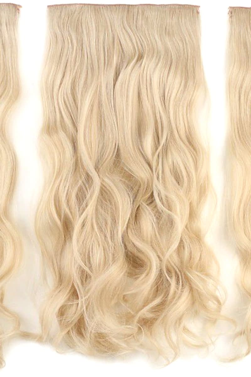 Fiber Sentetik Dalgalı Yarım Ay + 2 Yan Çıt Çıt - Kumral Beyaz Platin Röfleli