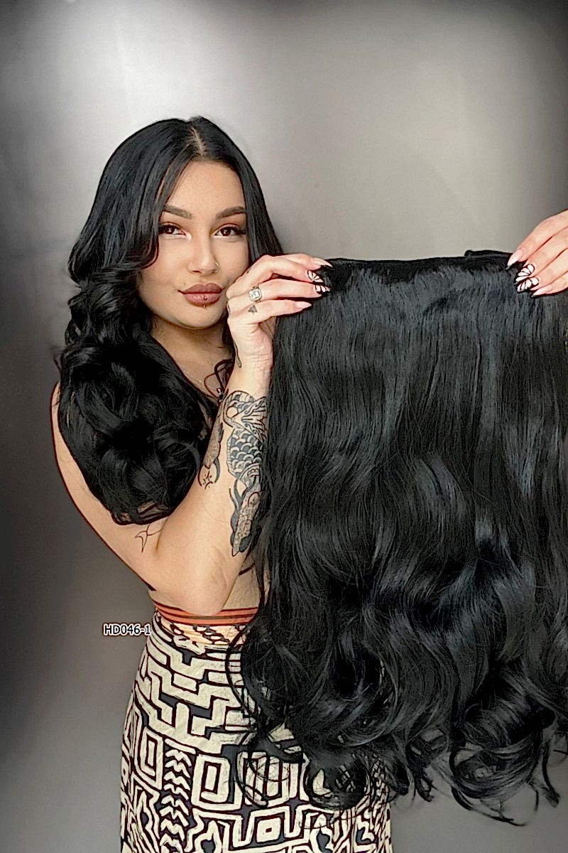 Dalgalı Yarım Ay + 2 Yan Çıt Çıt - Siyah