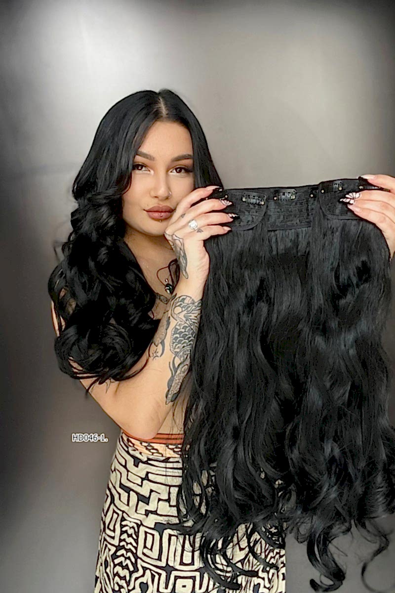 Dalgalı Yarım Ay + 2 Yan Çıt Çıt - Siyah