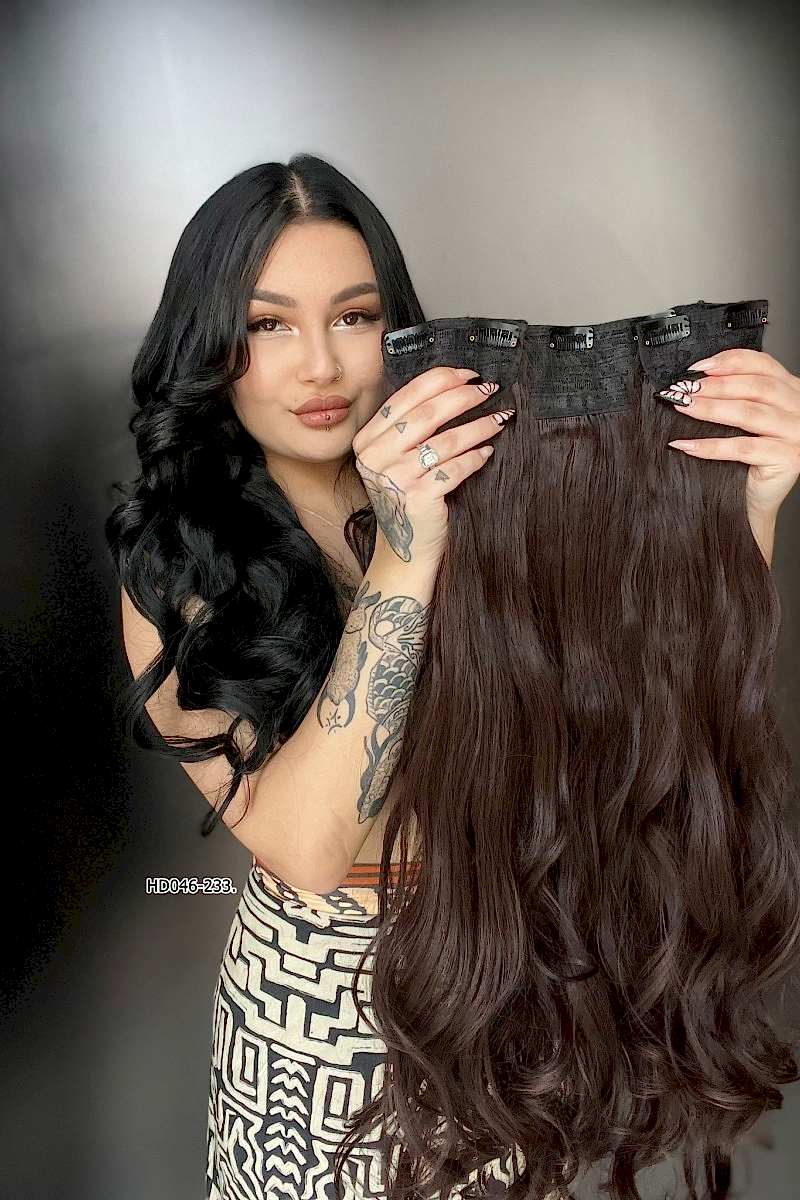 Dalgalı Yarım Ay + 2 Yan Çıt Çıt - Koyu Kahve