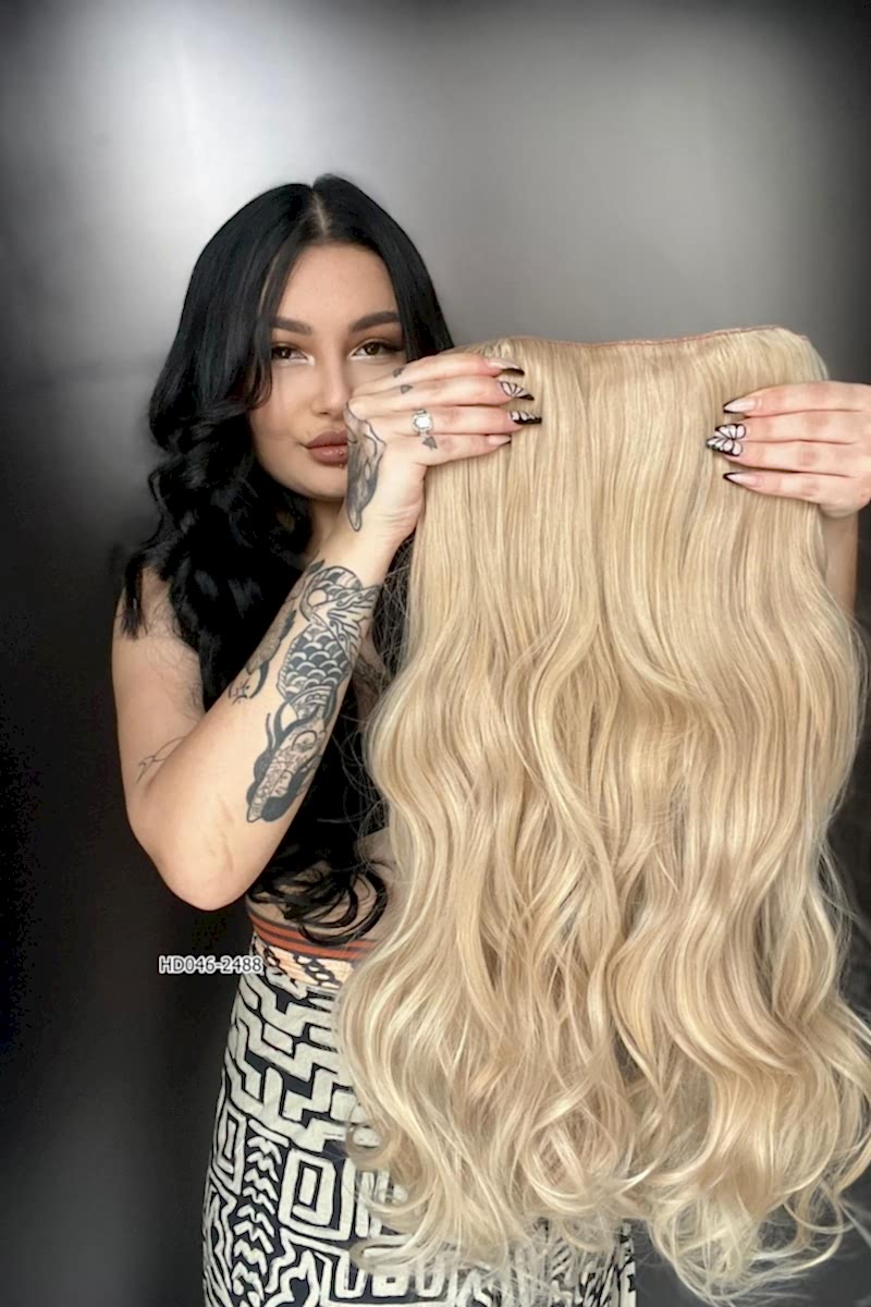 Dalgalı Yarım Ay + 2 Yan Çıt Çıt - Balköpüğü Beyaz Platin Röfleli