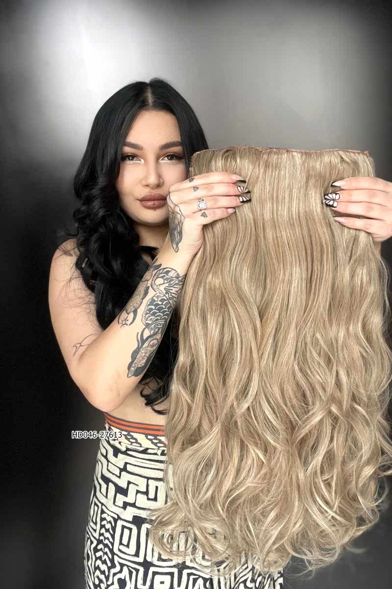 Dalgalı Yarım Ay + 2 Yan Çıt Çıt - Karamel Platin Röfleli