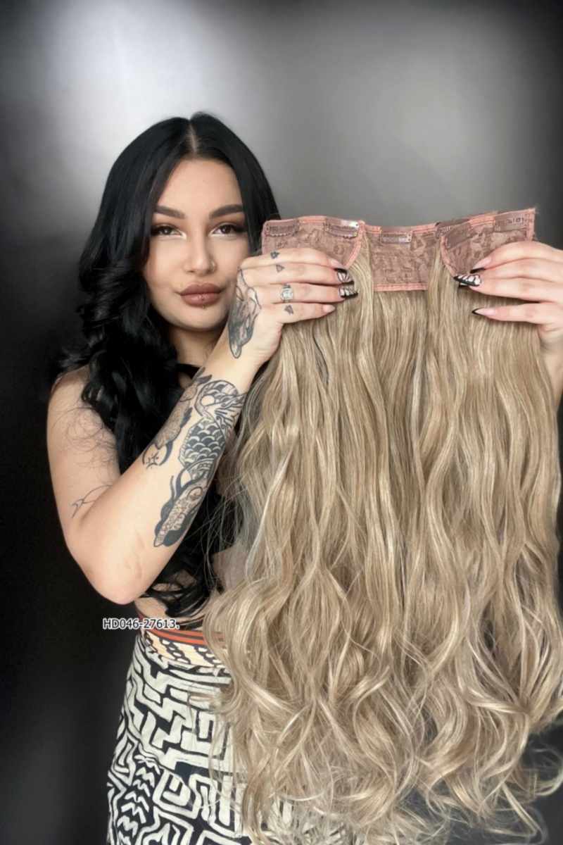 Dalgalı Yarım Ay + 2 Yan Çıt Çıt - Karamel Platin Röfleli