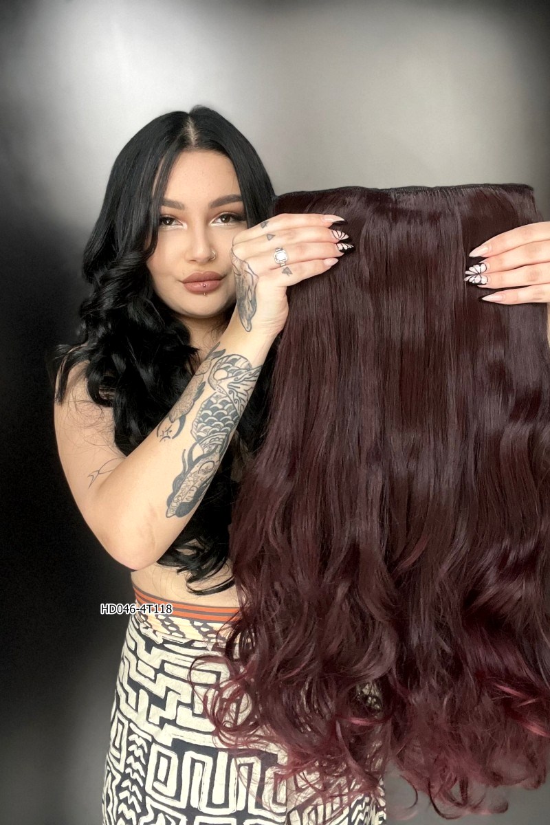 Dalgalı Yarım Ay + 2 Yan Çıt Çıt - Koyu Kızıl