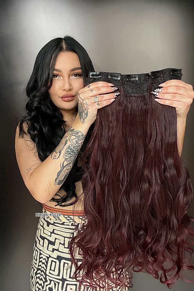 Dalgalı Yarım Ay + 2 Yan Çıt Çıt - Koyu Kızıl