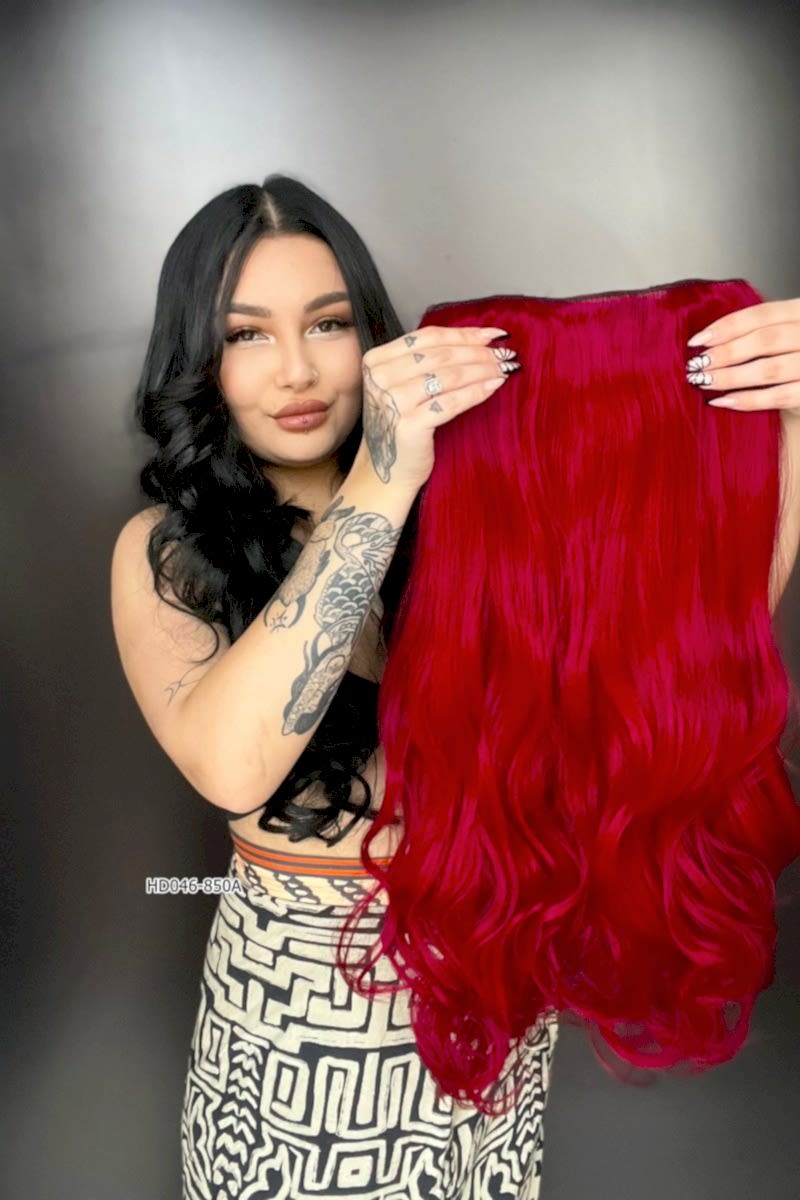 Dalgalı Yarım Ay + 2 Yan Çıt Çıt - Kızıl