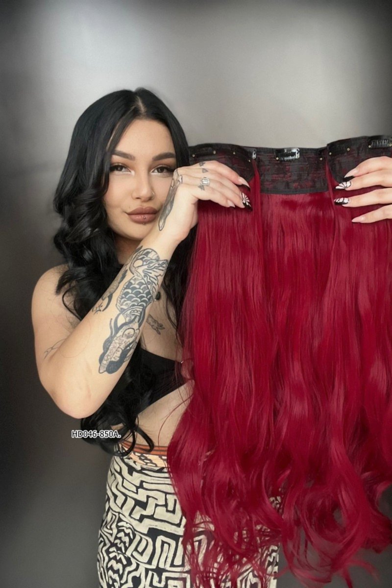 Dalgalı Yarım Ay + 2 Yan Çıt Çıt - Kızıl