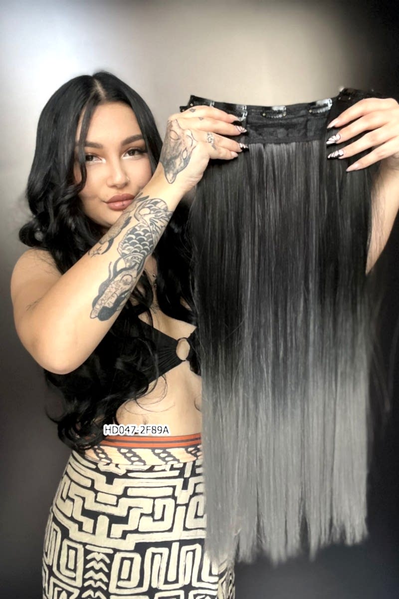 Düz Yarım Ay + 2 Yan Çıt Çıt - Siyah Gri