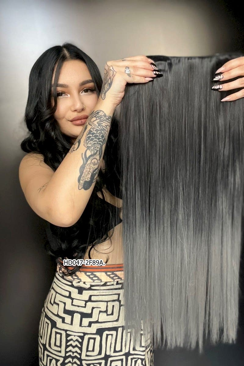 Düz Yarım Ay + 2 Yan Çıt Çıt - Siyah Gri